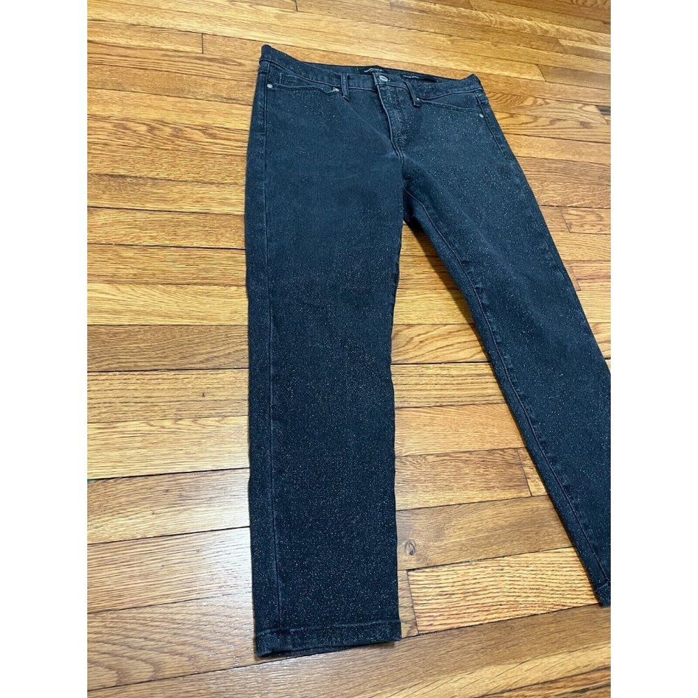 Banana Republic Womens Mid-Rise Skinny Crop Jeans Size 31p Petite Black Sparkle - Picture 2 of 6